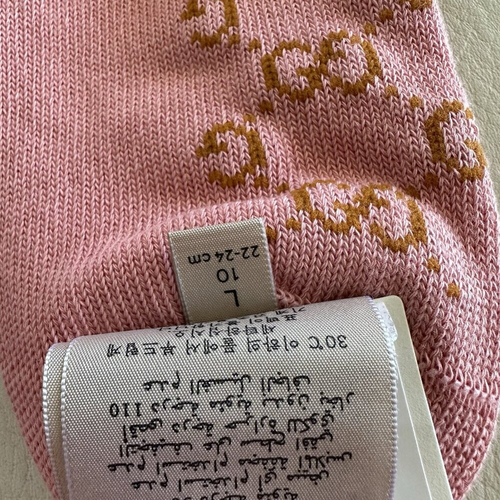 NWT GUCCI GG-Supreme Cotton-Blend Socks Pink Sz L - Picture 6 of 6